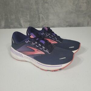 Brooks Running Shoes Womens 9 Navy Purple Adrenaline GTS 22 Athletic Sneaker